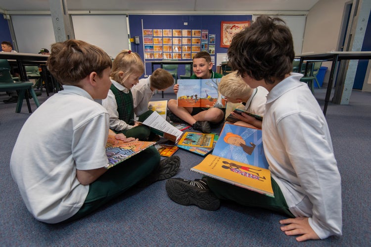 ****DO NOT PUBLISH WITHOUT PERMISSION FROM WARRIMOO PUBLIC SCHOOL PRINCIPAL JO GLAZEBROOK OR ASSISTANT PRINCIPAL LORRAINE HUSAREK**** STUDENTS PICTURED IN IMAGE FROM LEFT TO RIGHT ARE Charlie Cavanagh Caitlyn Lavender, Quinn Peake, Nigel Hall, Cooper Searle, and Toby Toumazou. Images taken for Warrimoo Public School’s Reconciliation Action Plan.